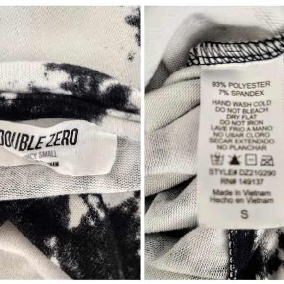 Double Zero Black and White Tie Dye Sweatshirt Size Small - Picture 3 of 3